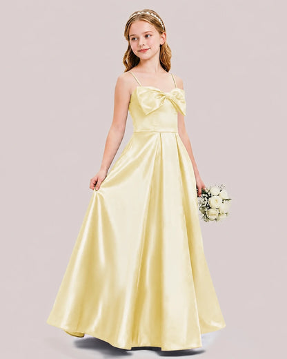 Daffodil Satin A-line Junior Bridesmaid Dress Side View