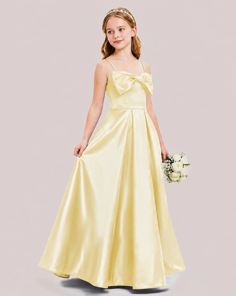 Daffodil Satin A-line Junior Bridesmaid Dress Side View