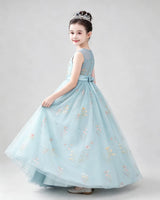 Baby Blue Tulle A-line Girls Formal Dress Side View