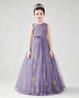 Lavender Tulle A-line Girls Formal Dress Back View