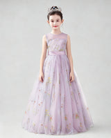 Lilac Tulle A-line Girls Formal Dress Front View