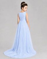 Lavender Tulle A-line Girls Formal Dress Back View
