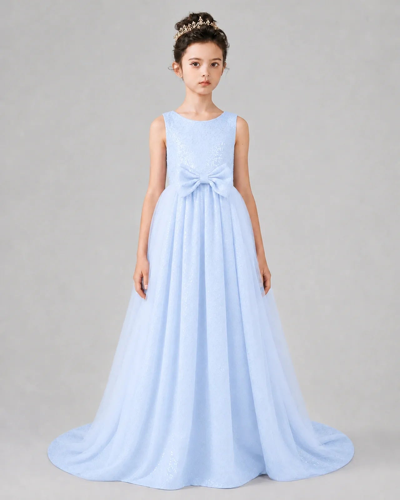 Lavender Tulle A-line Girls Formal Dress Front View