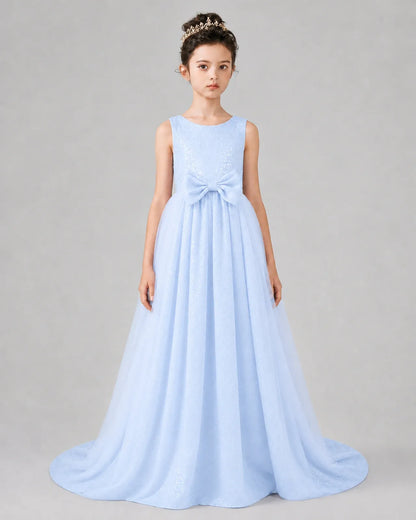 Lavender Tulle A-line Girls Formal Dress Front View