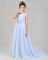Lavender Tulle A-line Girls Formal Dress Front View