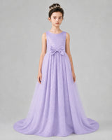 Lilac Tulle A-line Girls Formal Dress Front View
