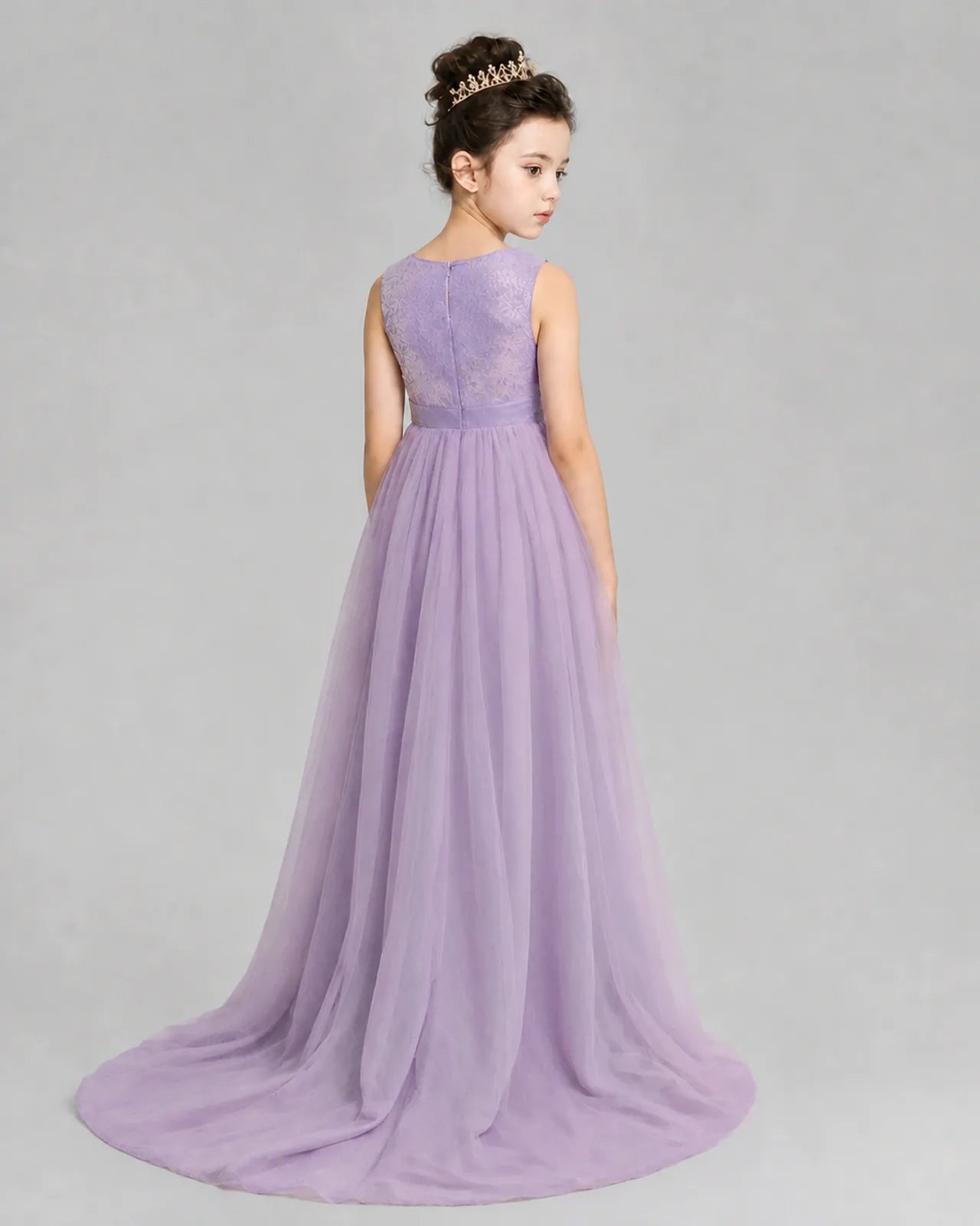 Wisteria Tulle A-line Girls Formal Dress Back View