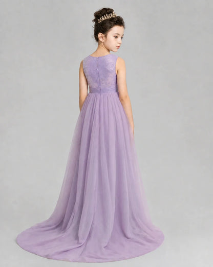 Wisteria Tulle A-line Girls Formal Dress Back View