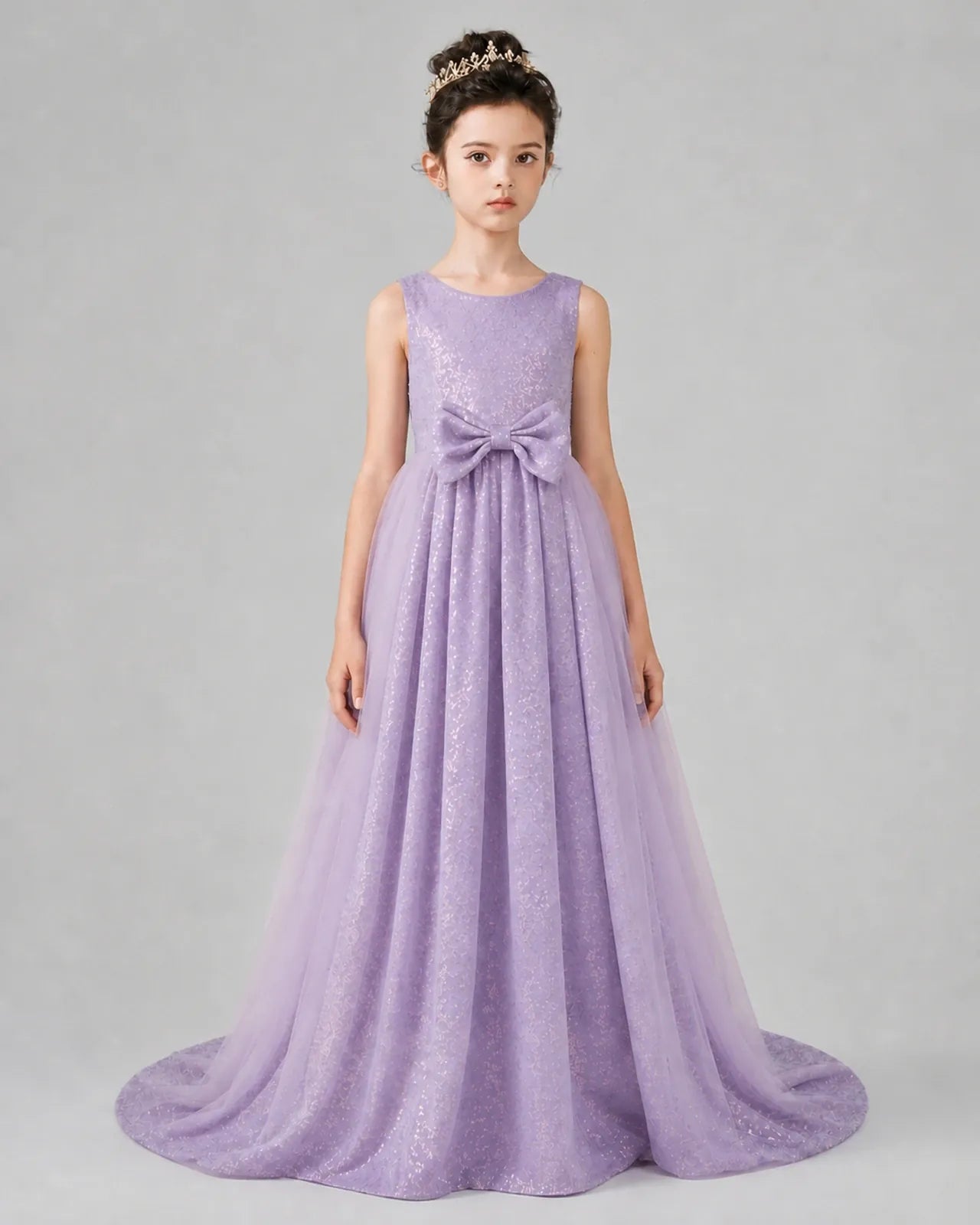 Wisteria Tulle A-line Girls Formal Dress Front View