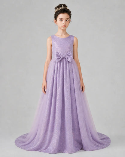 Wisteria Tulle A-line Girls Formal Dress Front View