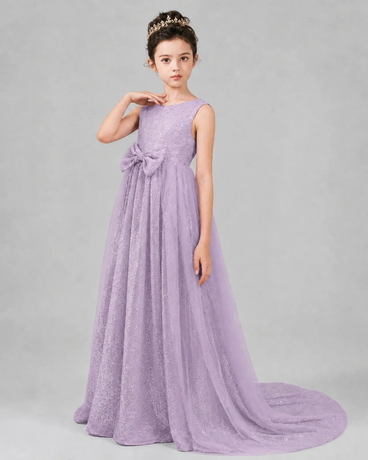 Wisteria Tulle A-line Girls Formal Dress Side View