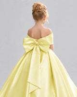 Daffodil Satin Flower Girl Dress Back Detail View