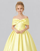 Daffodil Satin Flower Girl Dress Detail View