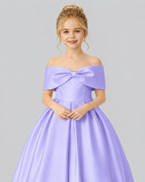 Lavender Satin Flower Girl Dress Detail View