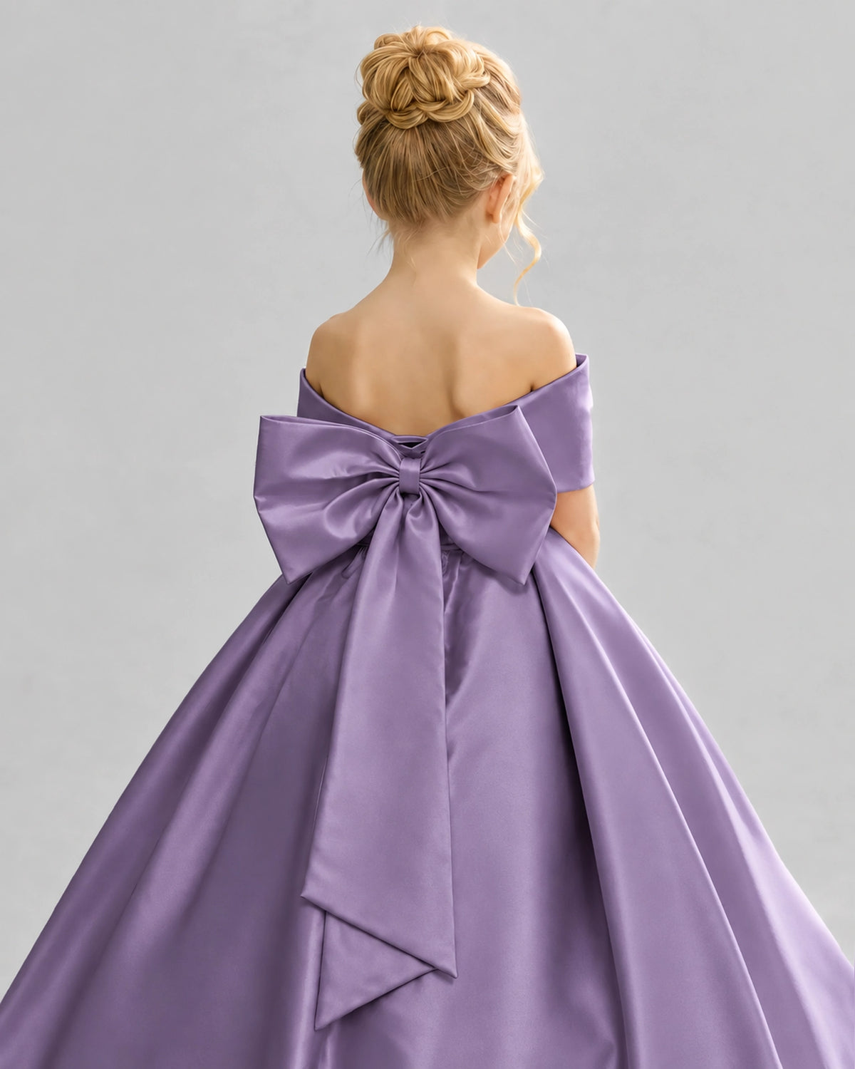Wisteria Satin Flower Girl Dress Back Detail View