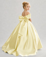Daffodil Satin Ball Gown Flower Girl Dress Back View