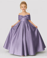 Wisteria Satin A-line Flower Girl Dress Front View