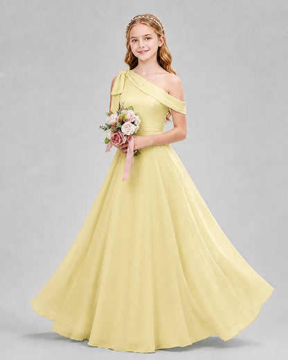 Daffodil Chiffon A-line Junior Bridesmaid Dress Front View