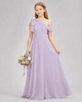 Lavender Chiffon A-line Junior Bridesmaid Dress Front View