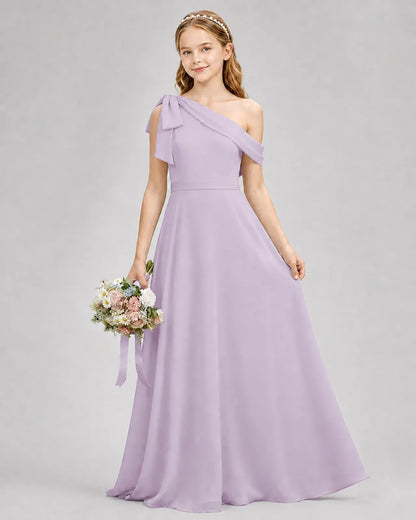 Lavender Chiffon A-line Junior Bridesmaid Dress Front View