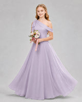 Lavender Chiffon A-line Junior Bridesmaid Dress Front View
