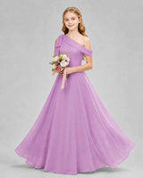 Lilac Chiffon A-line Junior Bridesmaid Dress Front View