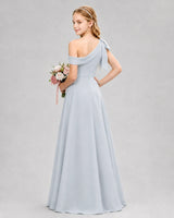 Mist Chiffon A-line Junior Bridesmaid Dress Back View