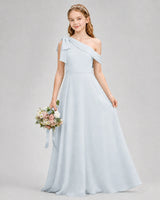 Mist Chiffon A-line Junior Bridesmaid Dress Front View