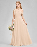 Peach Chiffon A-line Junior Bridesmaid Dress Front View