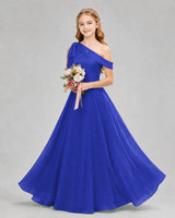 Royal Blue Chiffon A-line Junior Bridesmaid Dress Front View