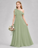 Sage Green Chiffon A-line Junior Bridesmaid Dress Front View