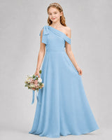 Sky Blue Chiffon A-line Junior Bridesmaid Dress Front View