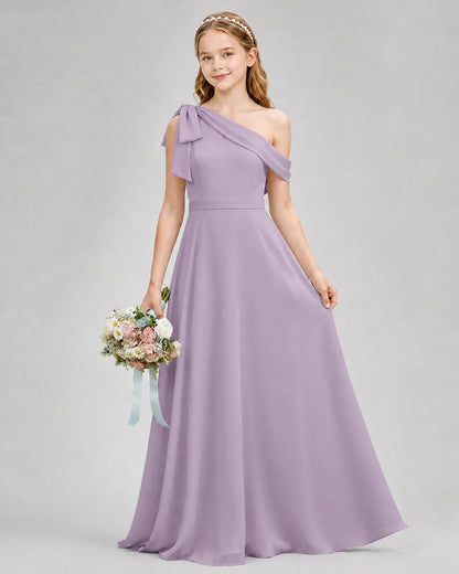 Wisteria Chiffon A-line Junior Bridesmaid Dress Front View