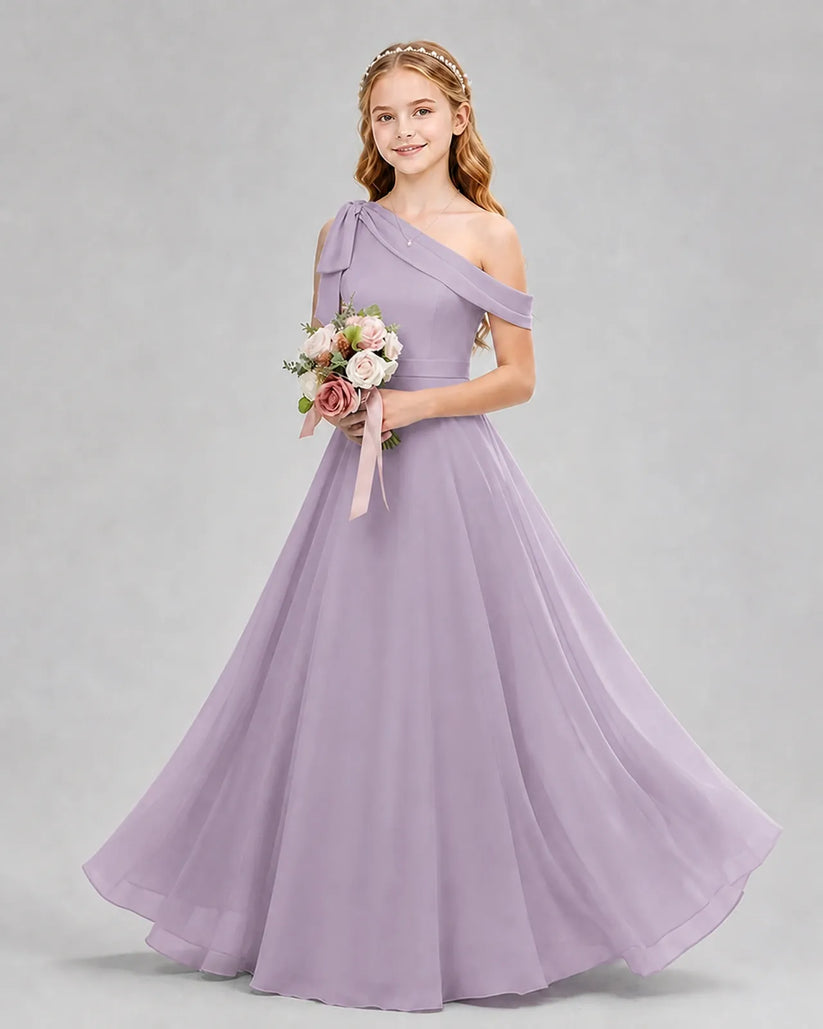 Wisteria Chiffon A-line Junior Bridesmaid Dress Front View