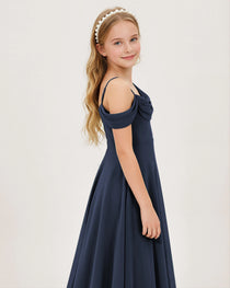 Navy Blue Chiffon Junior Bridesmaid Dress