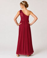 Burgundy Chiffon A-line Junior Bridesmaid Dress Back View
