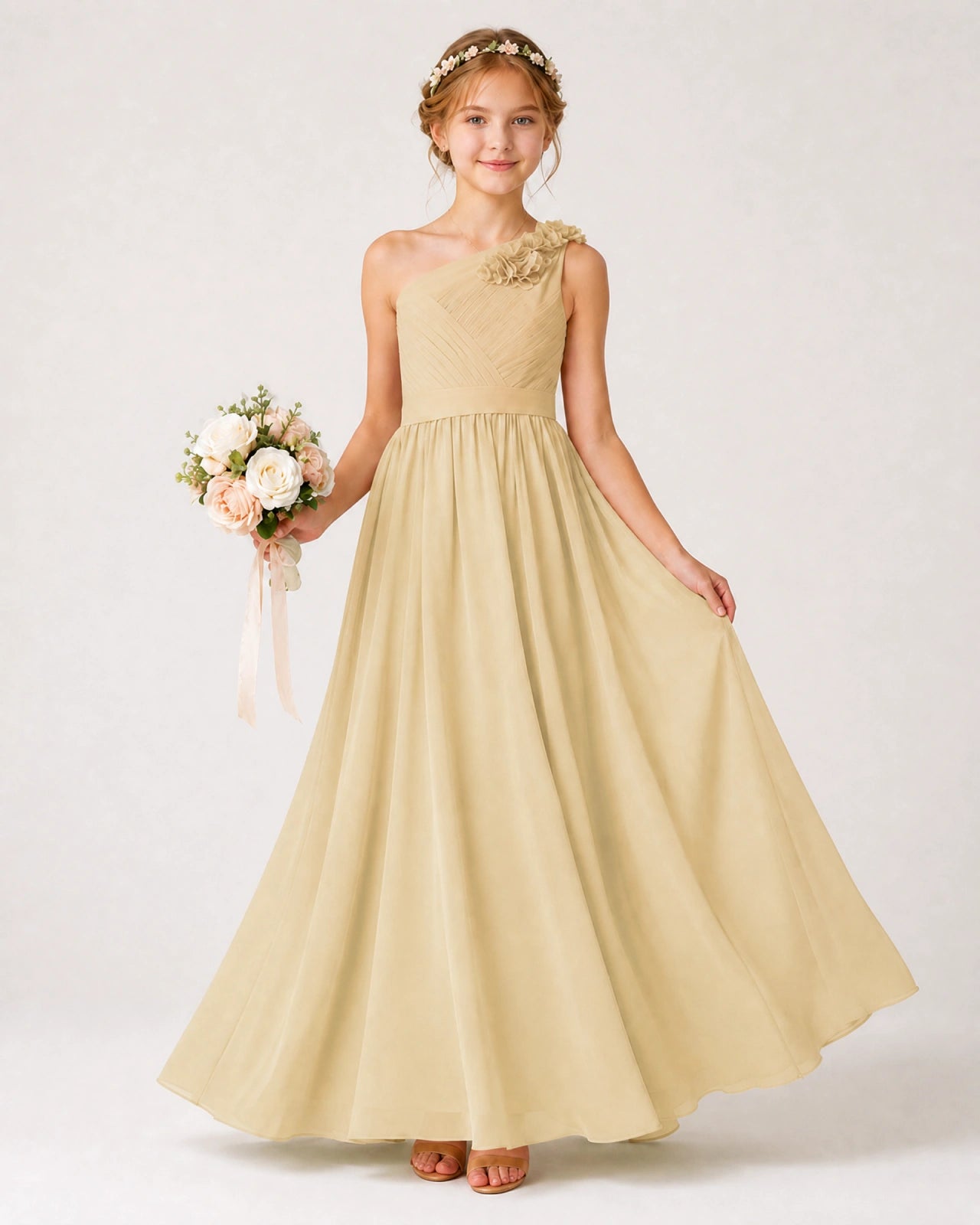 Champagne Chiffon Junior Bridesmaid Dress