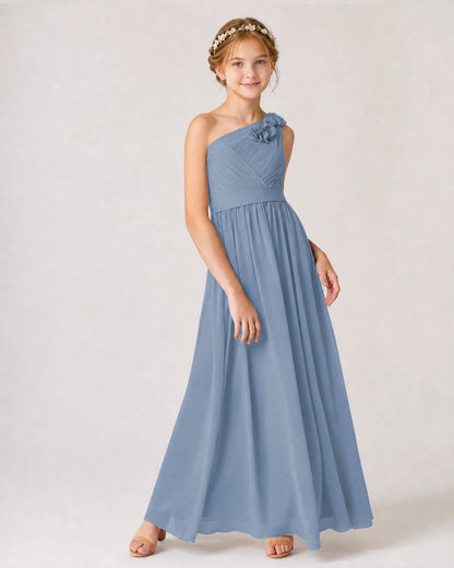 Dusty Blue Chiffon Junior Bridesmaid Dress