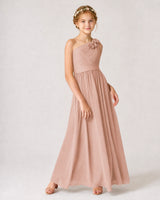 Dusty Rose Chiffon A-line Junior Bridesmaid Dress Front View