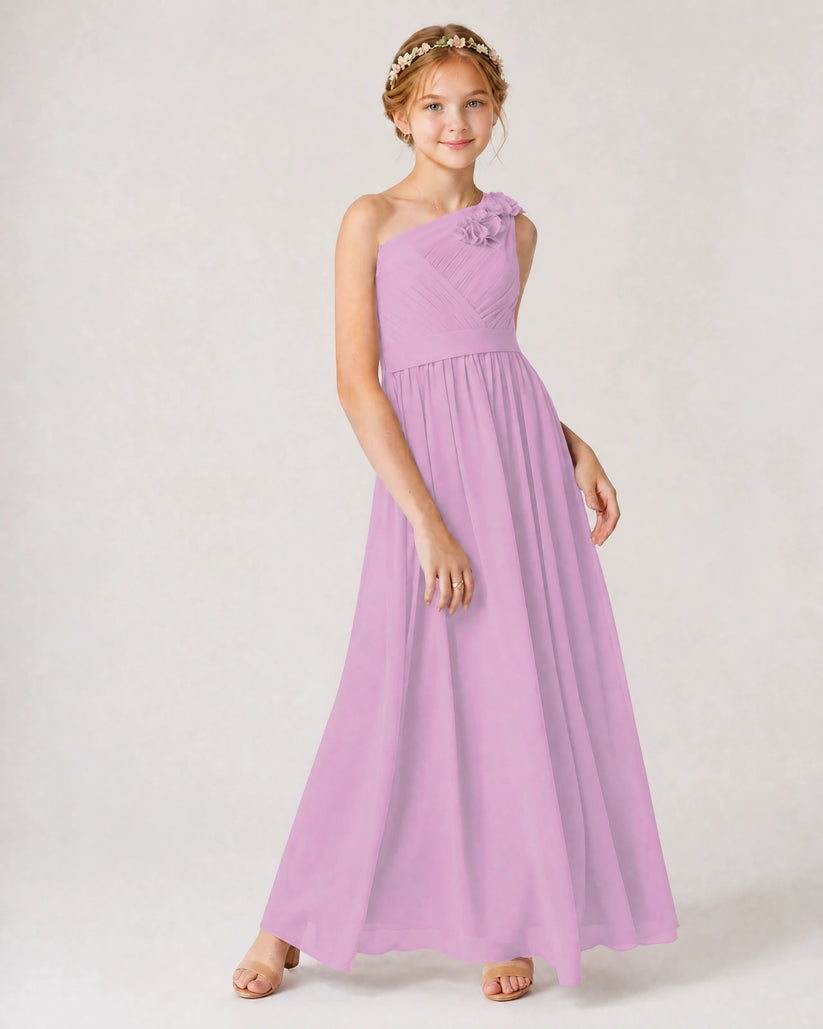 Lilac Chiffon A-line Junior Bridesmaid Dress Front View