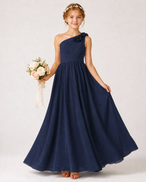 Navy Blue Chiffon Junior Bridesmaid Dress