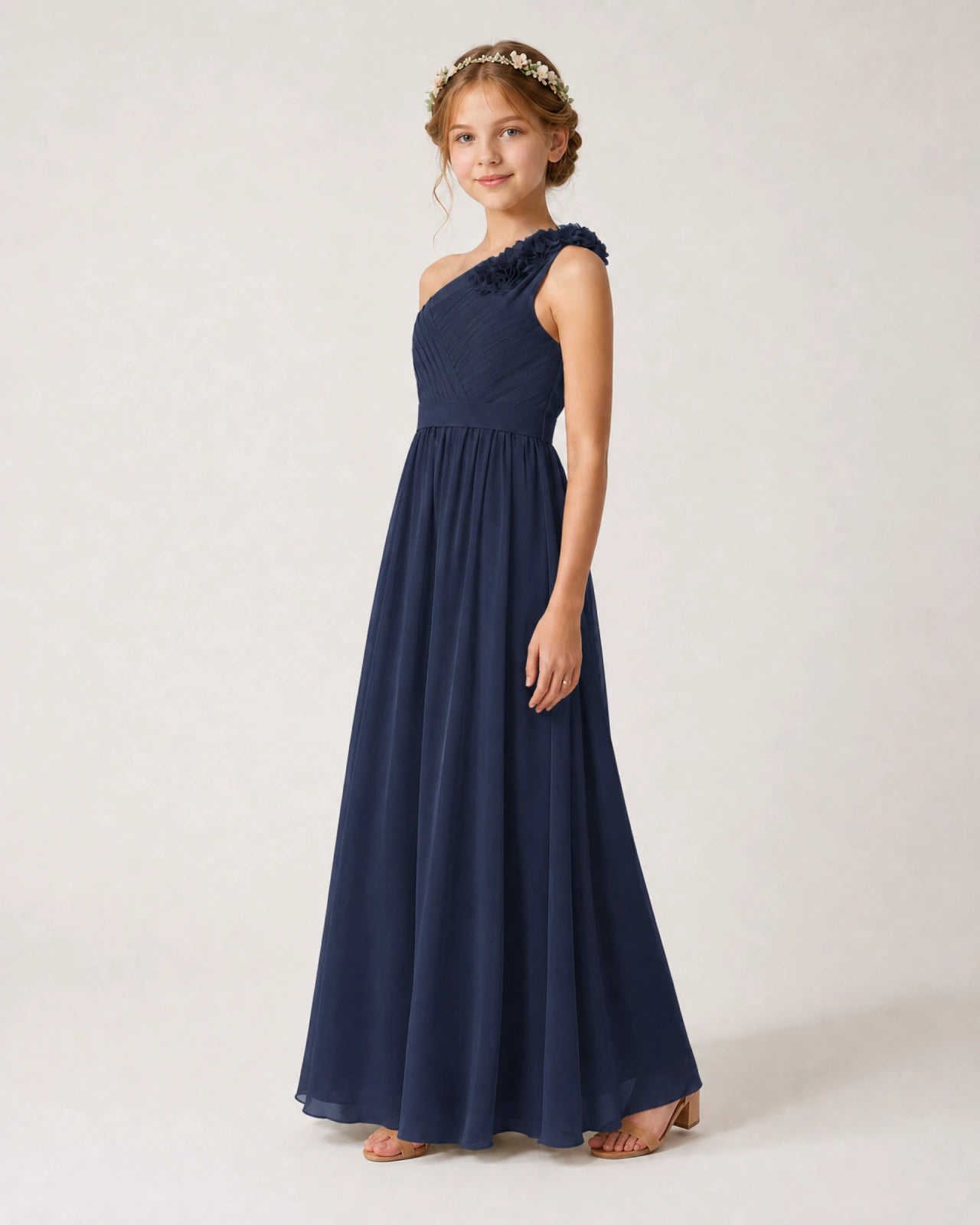 Navy Blue Chiffon Junior Bridesmaid Dress