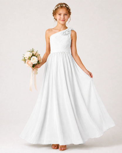 White Chiffon Junior Bridesmaid Dress