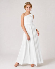 White Chiffon Junior Bridesmaid Dress