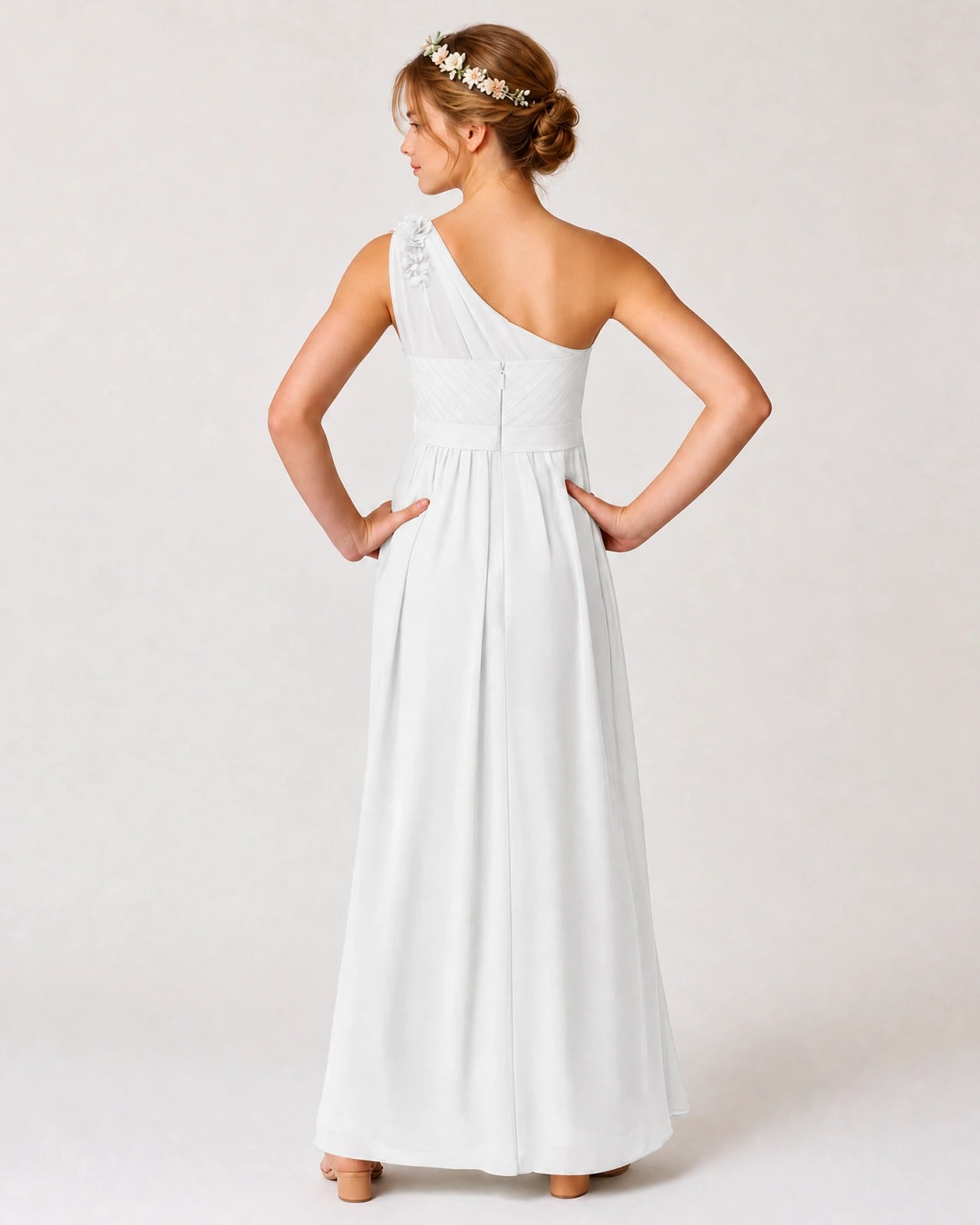 White Chiffon Junior Bridesmaid Dress
