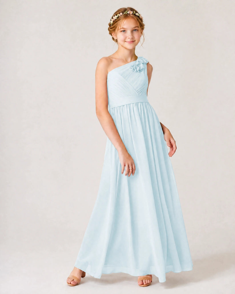 Baby Blue Chiffon A-line Junior Bridesmaid Dress Front View