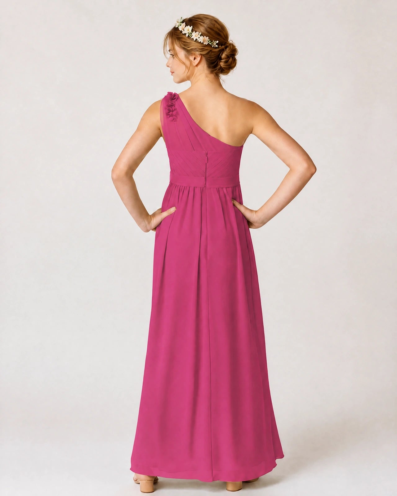 Hot Pink Chiffon Junior Bridesmaid Dress