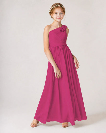 Hot Pink Chiffon Junior Bridesmaid Dress