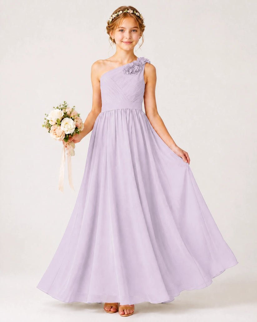 Lavender Chiffon A-line Junior Bridesmaid Dress Front View
