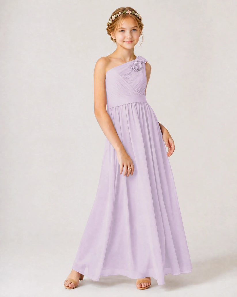 Lavender Chiffon A-line Junior Bridesmaid Dress Front View